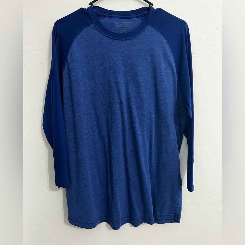 New Era Men's Heather Blue 3/4 sleeve Baseball Raglan Tee